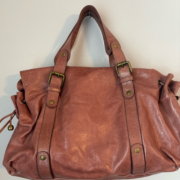 Gerard Darel Leather Handbag 24H Pink Gold EUC